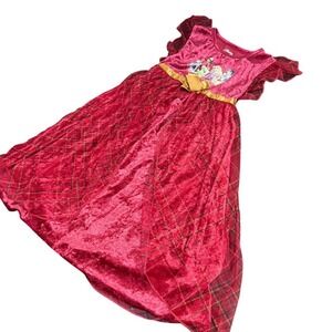 Disney Princess Holiday Crushed Velour Plaid fantasy Nightgown Size 5T Pajamas